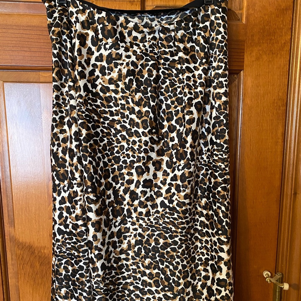 Express x Rocky Barnes Leopard Print Midi Skirt